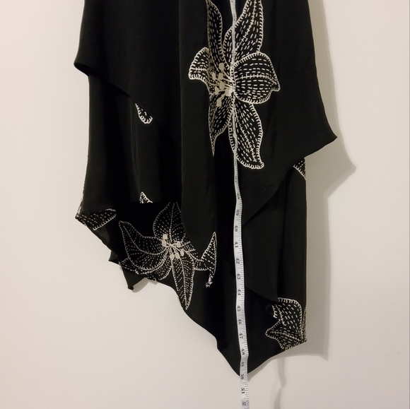 S.L FASHIONS BLACK FLORAL HALTER ASYMMETRICAL MIDI DRESS SIZE 10 - Picture 4 of 9